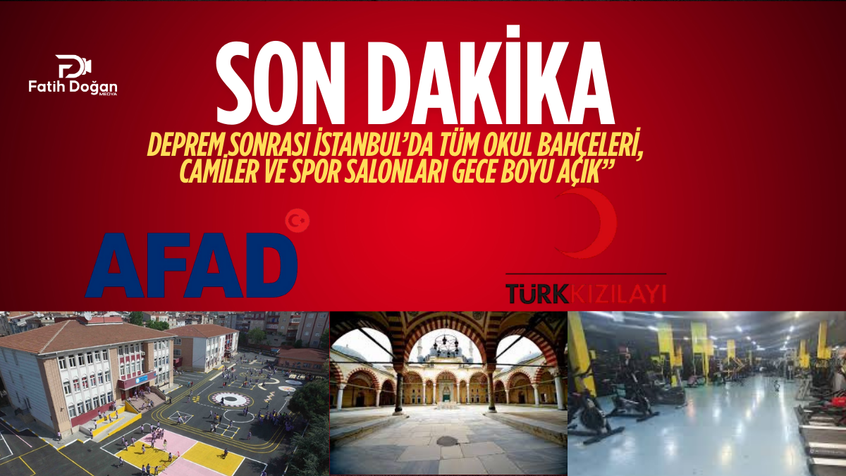 “Deprem Sonrası İstanbul’da Tüm Okul Bahçeleri, Camiler ve Spor Salonları Gece Boyu Açık”