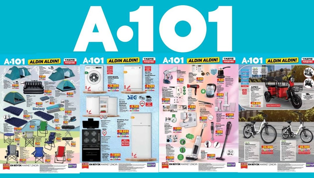 A101 1 Mayıs Perşembe aktüel ürünler yarın raflarda: Teknoloji ürünleri, beyaz eşya ve elektronik ev ürünleri geliyor