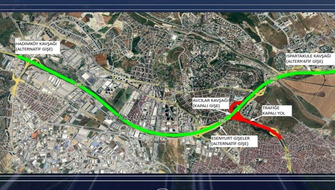 Avcılar gişeleri, çalışma dolayısıyla trafiğe kapatıldı