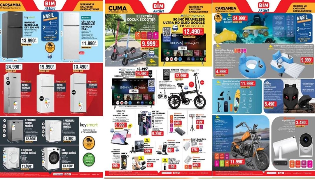 BİM Aktüel Kataloğu 8-11 Temmuz 2025: Televizyon, cep telefonu, tablet, klima ve ankastre set geliyor