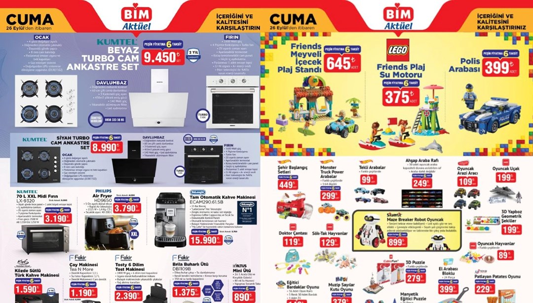 BİM 26 Eylül aktüel ürünler kataloğu 2025: LEGO Friends oyuncakları, kahve makinesi, 65 inç televizyon, ankastre set geliyor