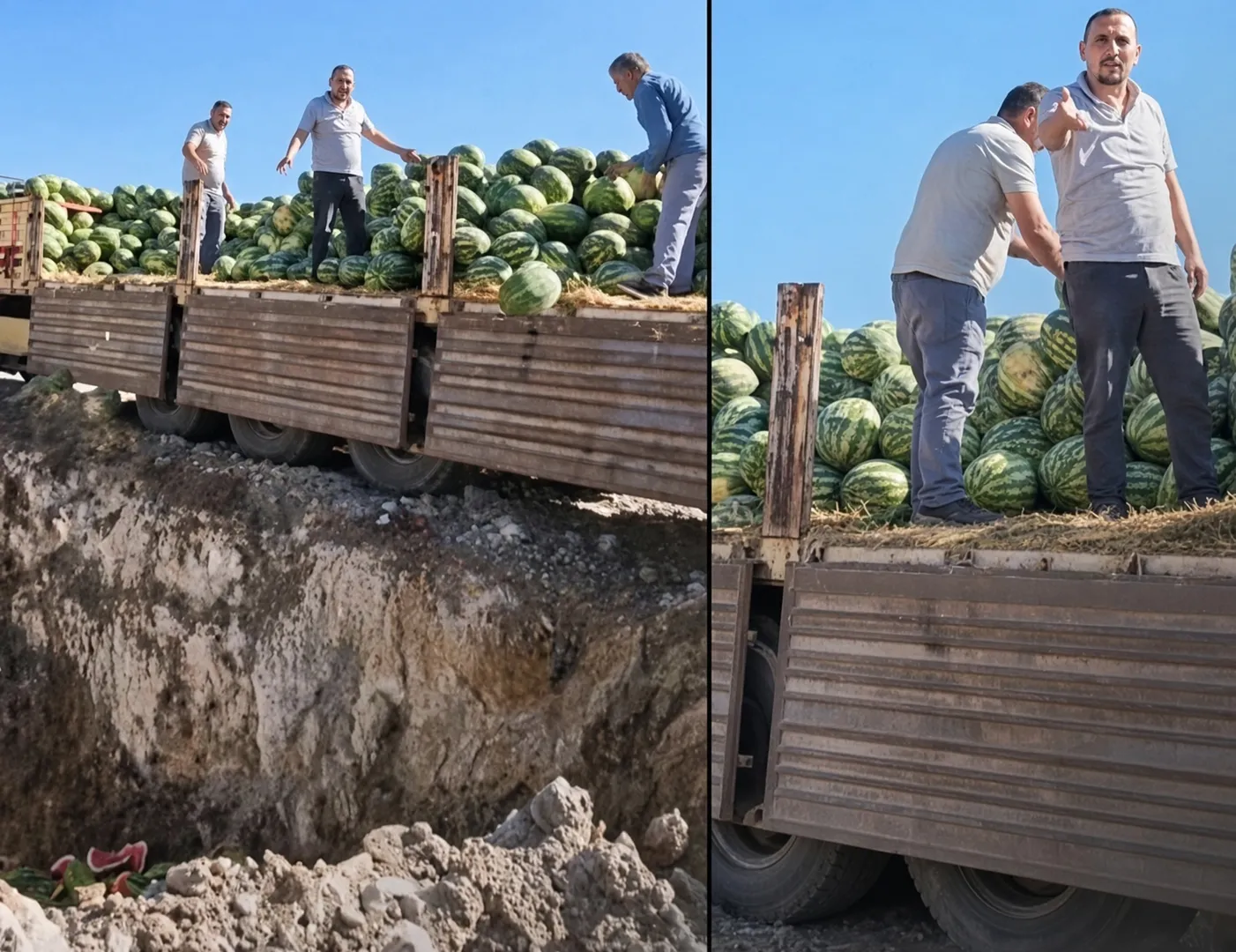 Bir Tır Dolusu Karpuz Çöpe Döküldü: TIR Şoförü İsyan Etti